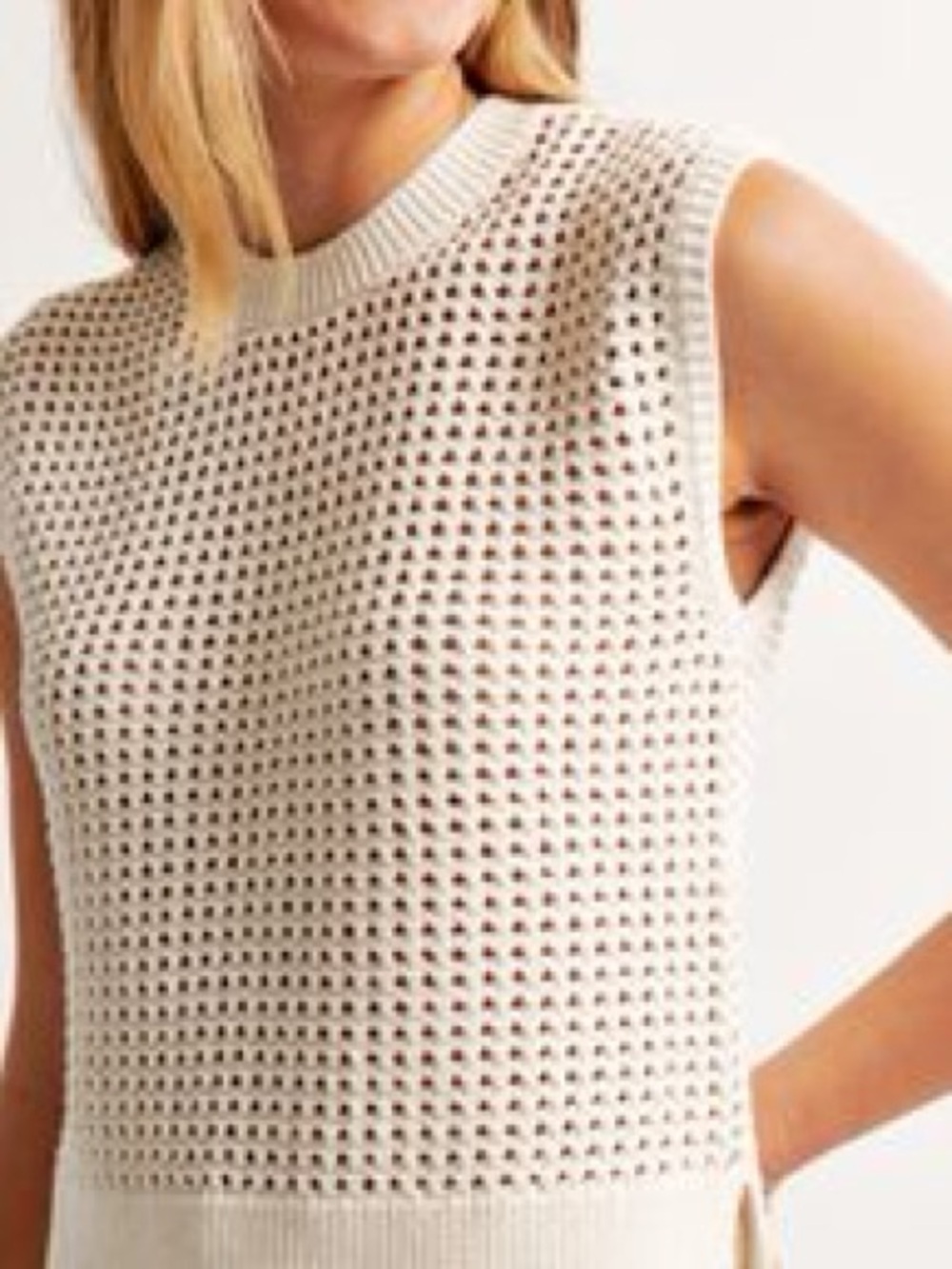 Abercrombie crochet shell top - white / cream -